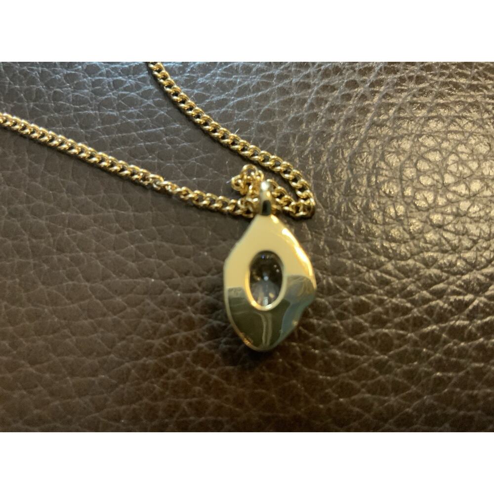 Molten Gold CZ Solitaire Solanales Pendant Necklace Crystal CZ Boho Sculptural - Picture 8 of 9